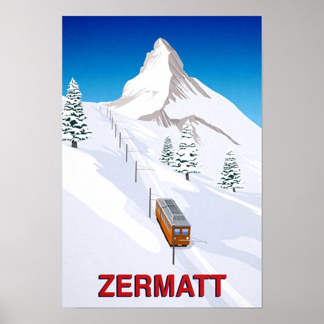 Póster Tren de esquí de Zermatt Suiza (Frente)
