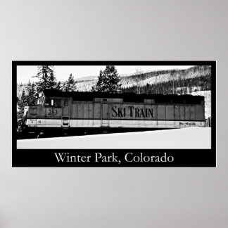 Póster Tren de esquí del parque de invierno