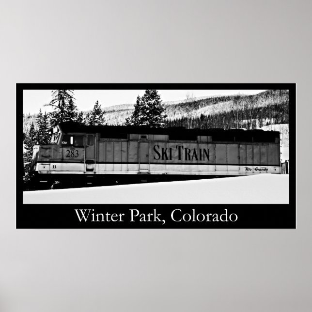 Póster Tren de esquí del parque de invierno (Frente)