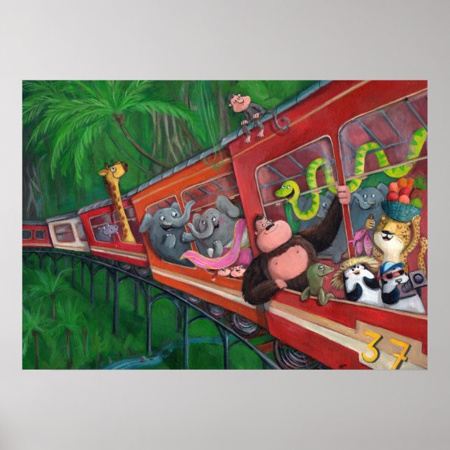 Póster Tren de la jungla animal (Frente)