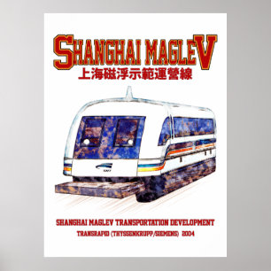 Póster Tren de levitación magnética de alta velocidad Sha