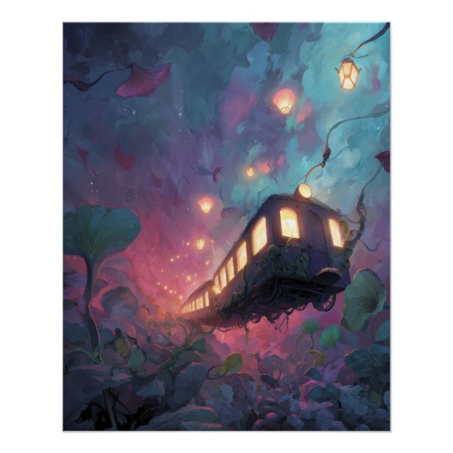 Póster Tren de Linternas Flotantes a través del Bosque de (Anverso)