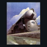 Póster Tren de Locomotora Vintage Art Deco<br><div class="desc">Se trata de una impresión digitalmente realzada de una pintura de locomotora J-3a Hudson de estilo Dreyfuss,  que fue utilizada en anuncios de New York Central y pintada por Leslie Ragan en 1938.</div>