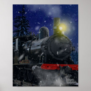 Póster Tren de Navidad en la nieve
