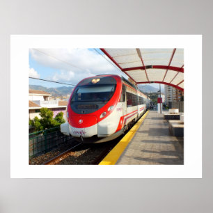 Póster Tren de Renfe en la estación del Los Boliches,