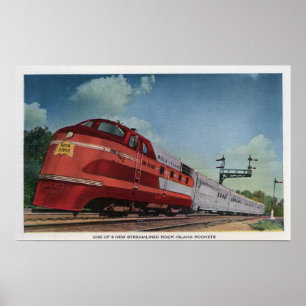 Póster Tren de RocketStreamlined de la isla de la roca