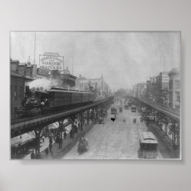 Póster Tren de tren elevado NY de la ciudad de Nueva York (Frente)