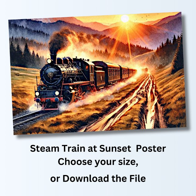 Póster Tren de vapor al atardecer (Subido por el creador)