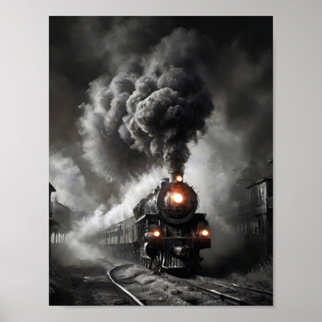 Póster Tren de vapor fantasma en una noche de tormenta os (Frente)