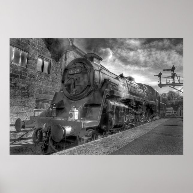 Póster Tren de vapor HDR en B&W (Frente)