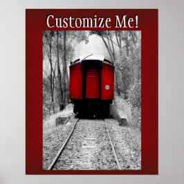 Póster Tren de vapor victoriano rojo de Caboose