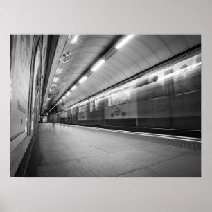 Póster Tren de velocidad subterráneo blanco y negro de Lo