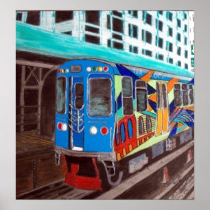 Póster Tren del EL de la pintada de Chicago