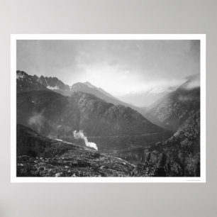 Póster Tren del Ferrocarril del Paso Blanco Alaska 1910