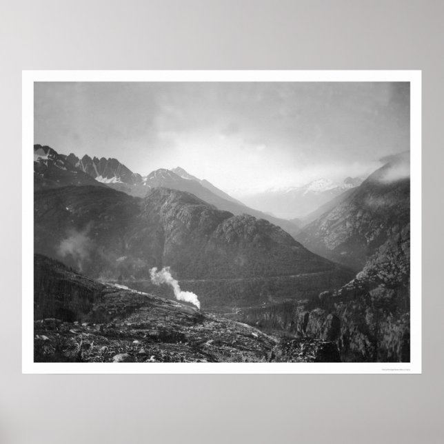 Póster Tren del Ferrocarril del Paso Blanco Alaska 1910 (Frente)