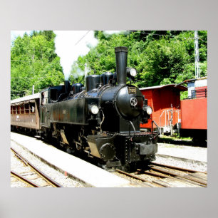 Póster Tren en el museo ferroviario de Chamby