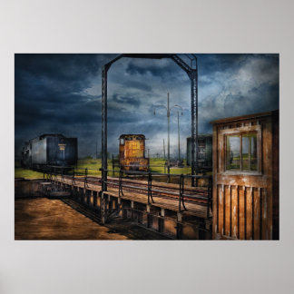 Póster Tren - En la plataforma giratoria