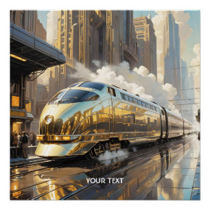 Póster Tren Fantasy Cute Art Deco