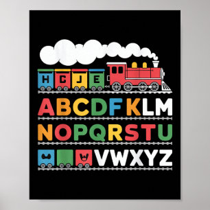 Póster Tren Ferrocarril Lover Abc Alphabet A-z Abcs Kinde