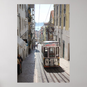 PÓSTER TREN GRIS EN TREN A LO LARGO DEL EDIFICIO