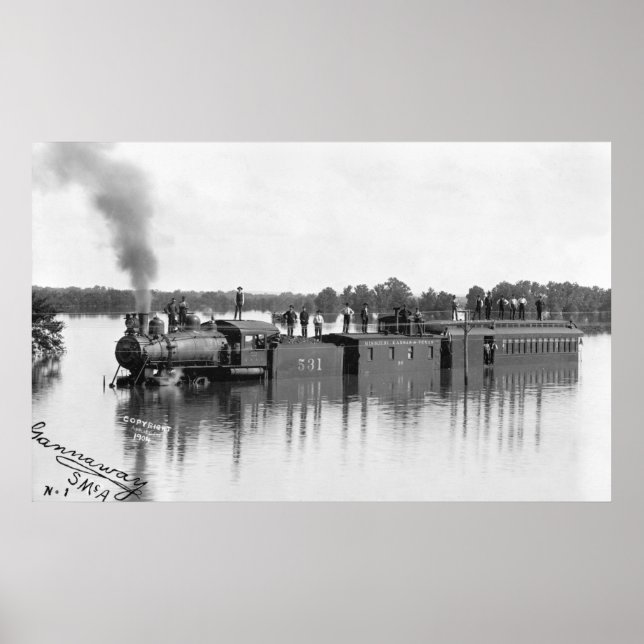 Póster Tren inundado, 1904 (Frente)