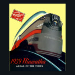 Póster Tren Locomotor Art Deco 1939 Vintage<br><div class="desc">Esta es una imagen mejorada digitalmente de un anuncio Art Deco vintage de un tren locomotor Hiawatha Milwaukee Road 1939. Aunque el color de fondo se derivó del original,  puede personalizar.</div>