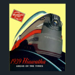 Póster Tren Locomotor Art Deco 1939 Vintage<br><div class="desc">Esta es una imagen mejorada digitalmente de un anuncio Art Deco vintage de un tren locomotor Hiawatha Milwaukee Road 1939. Aunque el color de fondo se derivó del original,  puede personalizar.</div>