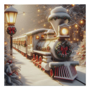 Póster Tren mágico de Navidades de invierno en Wonderland