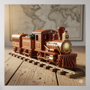 Póster Tren nostálgico de madera