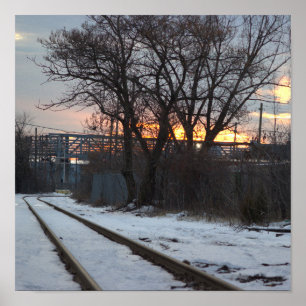 Póster Tren pistas con Poster de nieve