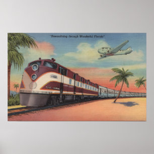 Póster Tren que aerodinamiza a través de la Florida