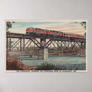 Póster Tren- Tippecanoe/río de Tippecanoe que cruza