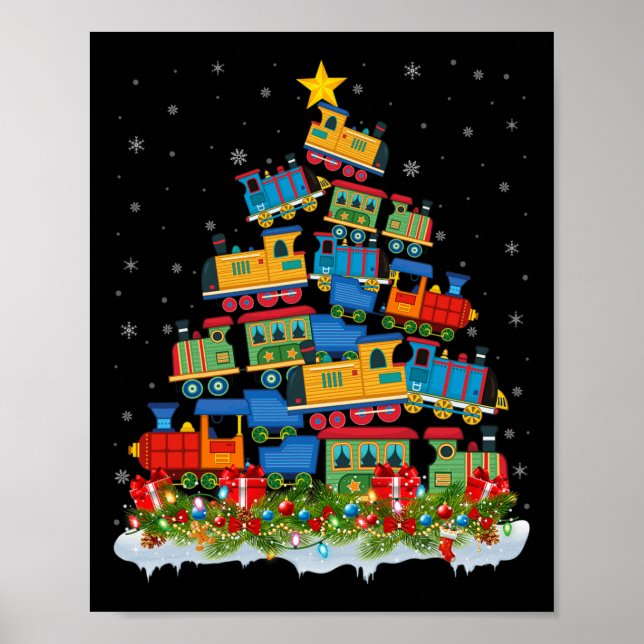 Póster Tren tren de Navidades de árbol de navidad (Frente)