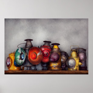 Póster Tren - Una colección de linternas de ferrocarril