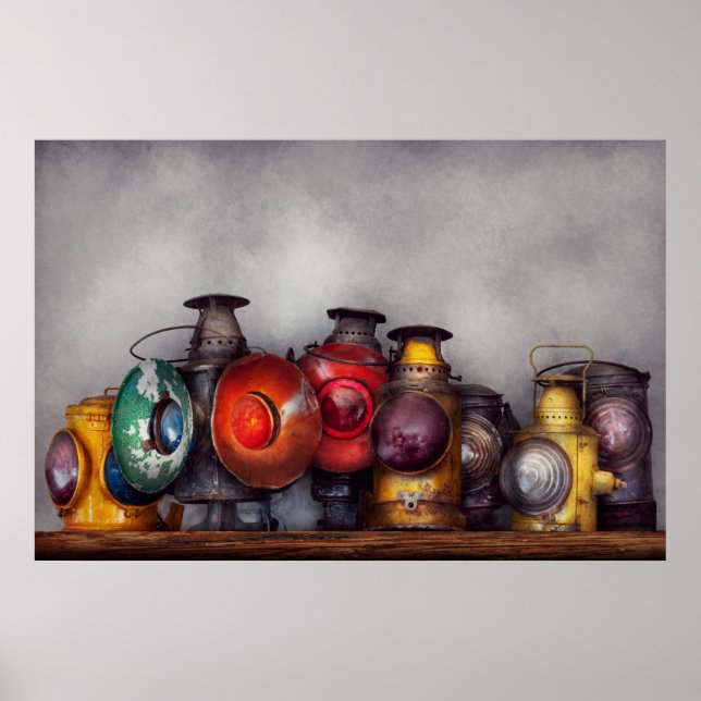 Póster Tren - Una colección de linternas de ferrocarril (Frente)