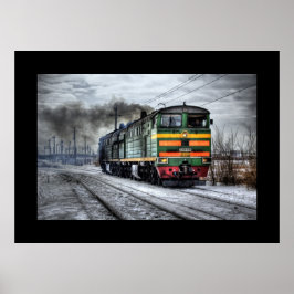 Póster Tren Vapor Ferrocarril Máquina de Vaporpunk Destin