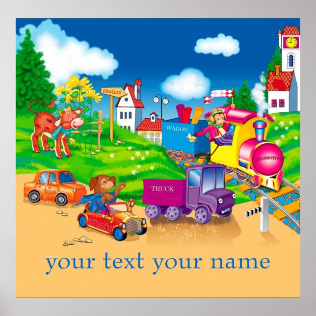 Póster tren y coche (Frente)