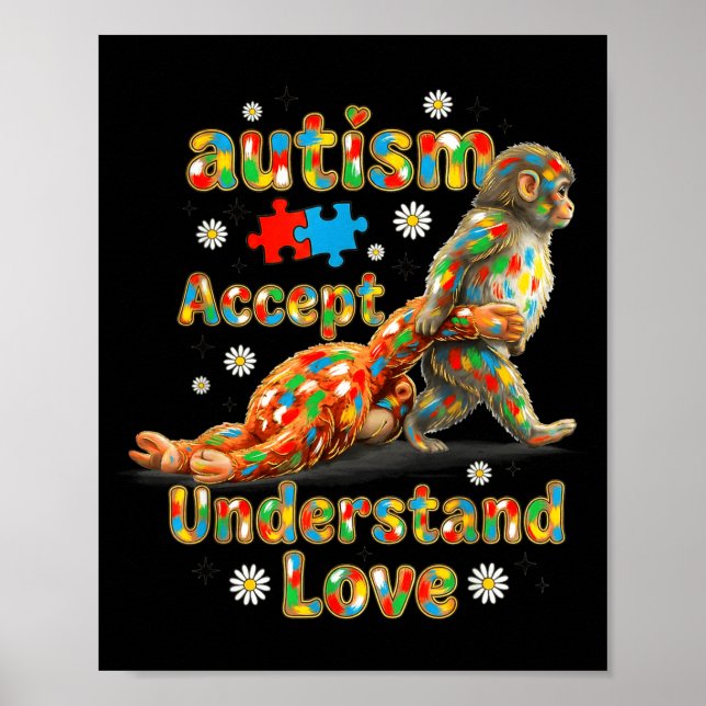 Póster Trendy baby monkey autism awareness accept (Frente)