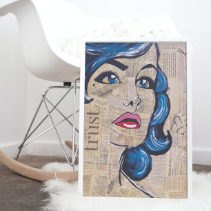 Póster Trendy Blue Pop Art Woman Portrait Eyes