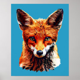 Póster Trendy Cute Red Fox Head Poster