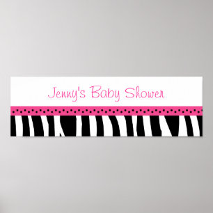 Póster Trendy Hot Pink Zebra Print Banner Sign