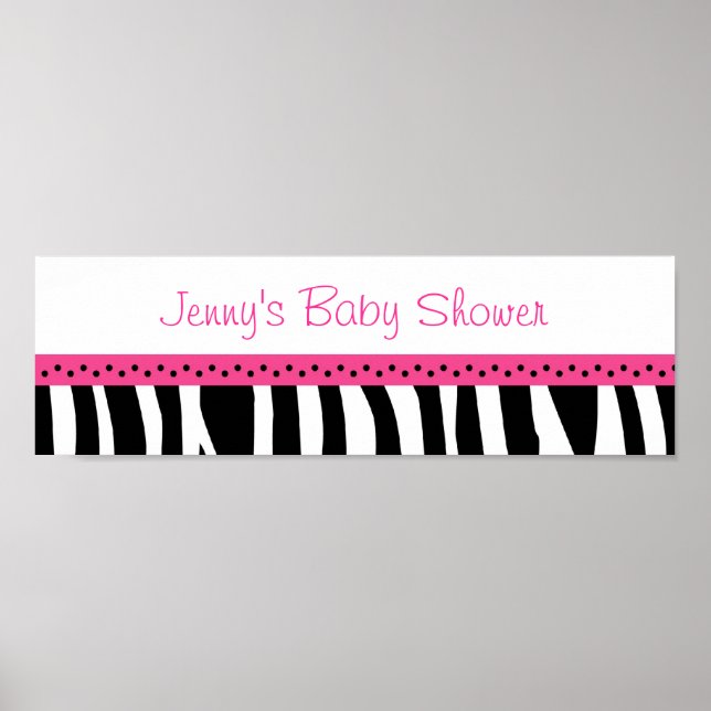 Póster Trendy Hot Pink Zebra Print Banner Sign (Frente)