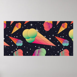 Póster Trendy ice cream seamless pattern. Ice cream cones