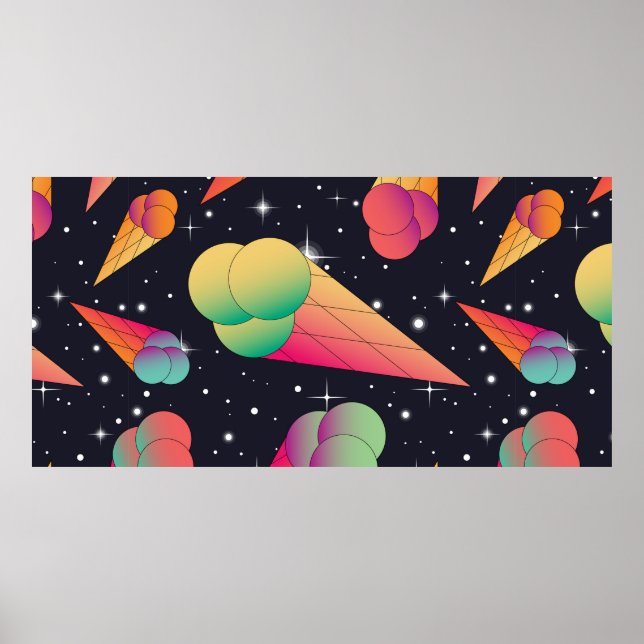 Póster Trendy ice cream seamless pattern. Ice cream cones (Frente)