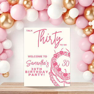 Póster Trendy Pink Talk Thirty To Me Rótulo De Cumpleaños