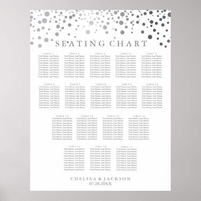 Póster Trendy Silver Dots - Seating Chart (17 Tables) (Frente)