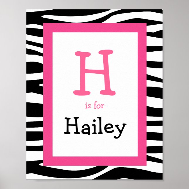 Póster Trendy Zebra Print Nursery Wall Art Name Print (Frente)