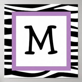 Póster Trendy Zebra Print Nursery Wall Art Name Print
