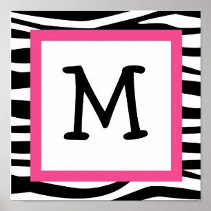 Póster Trendy Zebra Print Nursery Wall Art Name Print
