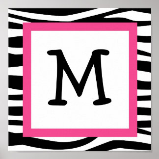 Póster Trendy Zebra Print Nursery Wall Art Name Print